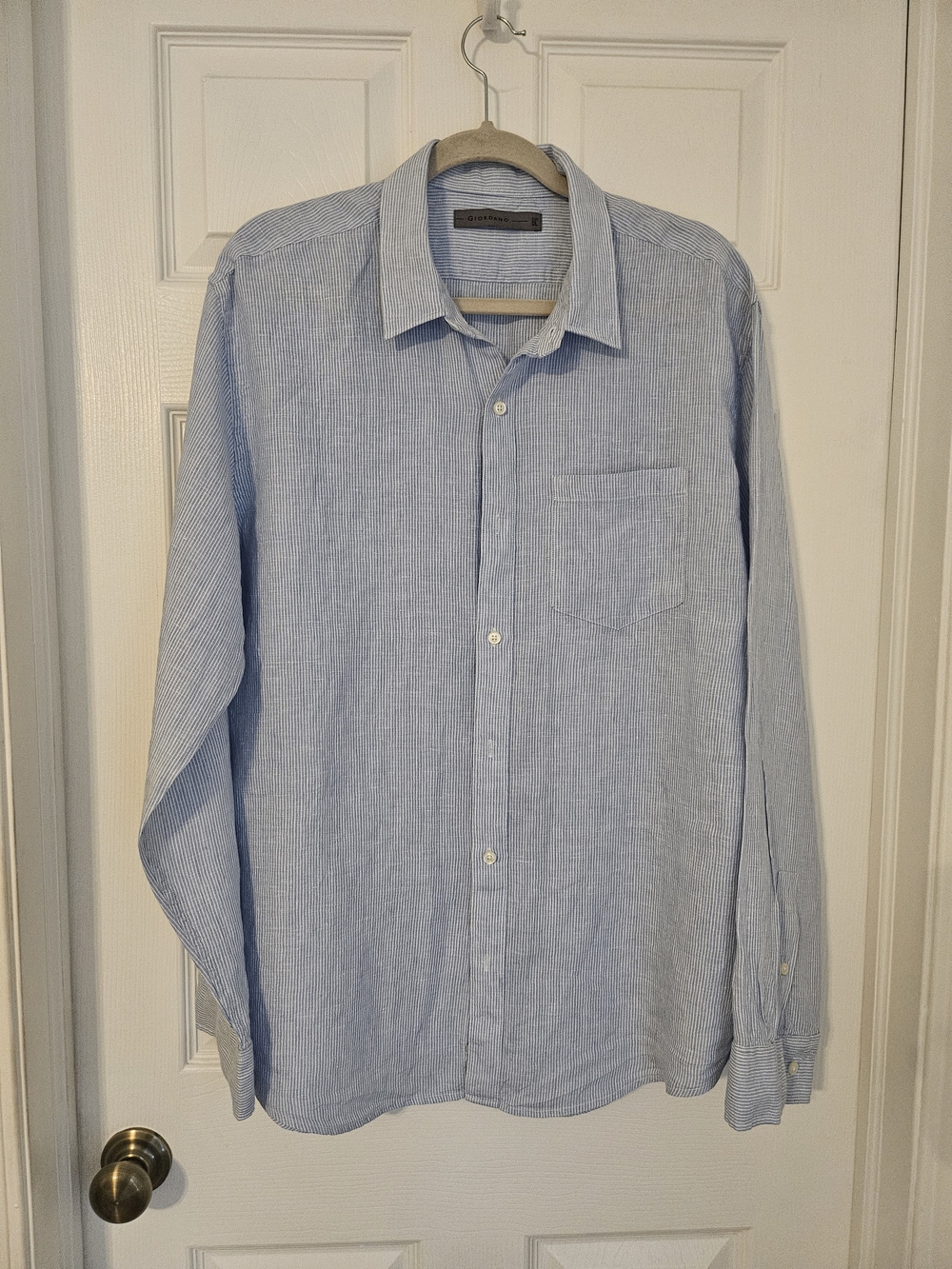 Men's Light Blue Striped Shirt 100% Linen